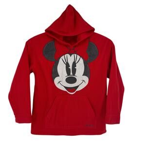 Disneyland Paris Minnie Mouse Fleece Hooded Pullover Red Size XL Vintage